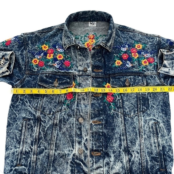 Las Manos Women’s Bohemian style hand embroidered Denim Jean Jacket Size Large - Picture 9 of 15